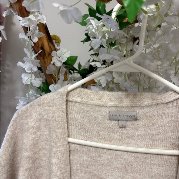 Trim & Tailor Cozy Cream Women's Long Cardigan Sweater- Wool & Cashmere - Picture 4 of 7